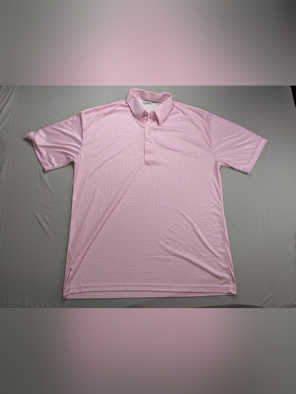 Collars & Co Dress Collar Polo Shirt Men 2XL Pink Gingham Check Performance Golf